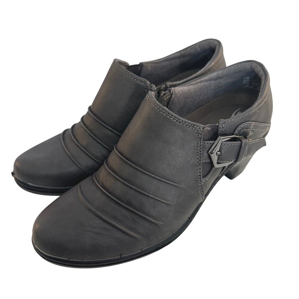 Easy Street‎ Women's Gray Pleated Buckle Comfort Wave Ankle Booties Size 7M